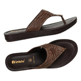 Inblu Women Brown Thong Style Sandal with Laser Cut Upper & Slip-on Closure (BM77_BROWN)