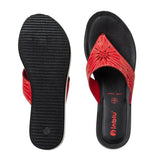 Inblu Women Red Thong Style Sandal with Laser Cut Upper & Slip-on Closure (BM77_RED)