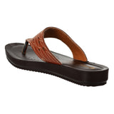 Inblu Women Tan Thong Style Sandal with Laser Cut Upper & Slip-on Closure (BM77_TAN)