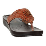 Inblu Women Tan Thong Style Sandal with Laser Cut Upper & Slip-on Closure (BM77_TAN)