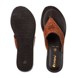 Inblu Women Tan Thong Style Sandal with Laser Cut Upper & Slip-on Closure (BM77_TAN)