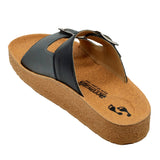 Aerowalk Women Black & Gun Metal Slipper with Double Buckle Closure (CK46_BLACK+GUNMTL)