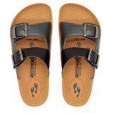 Aerowalk Women Black & Gun Metal Slipper with Double Buckle Closure (CK46_BLACK+GUNMTL)