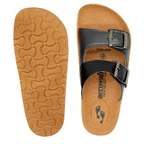 Aerowalk Women Black & Gun Metal Slipper with Double Buckle Closure (CK46_BLACK+GUNMTL)