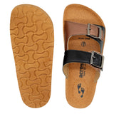 Aerowalk Women Black & Copper Slipper with Double Buckle Closure (CK46_BLK+COP)