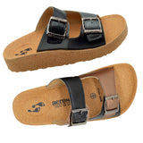 Aerowalk Women Black & Copper Slipper with Double Buckle Closure (CK46_BLK+COP)
