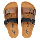 Aerowalk Women Black & Copper Slipper with Double Buckle Closure (CK46_BLK+COP)