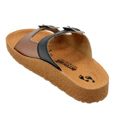Aerowalk Women Black & Copper Slipper with Double Buckle Closure (CK46_BLK+COP)