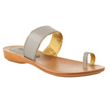 Aerowalk Women Grey Toe Ring Sandal With Textured Upper & Slip-on Closure (CN03_GREY)