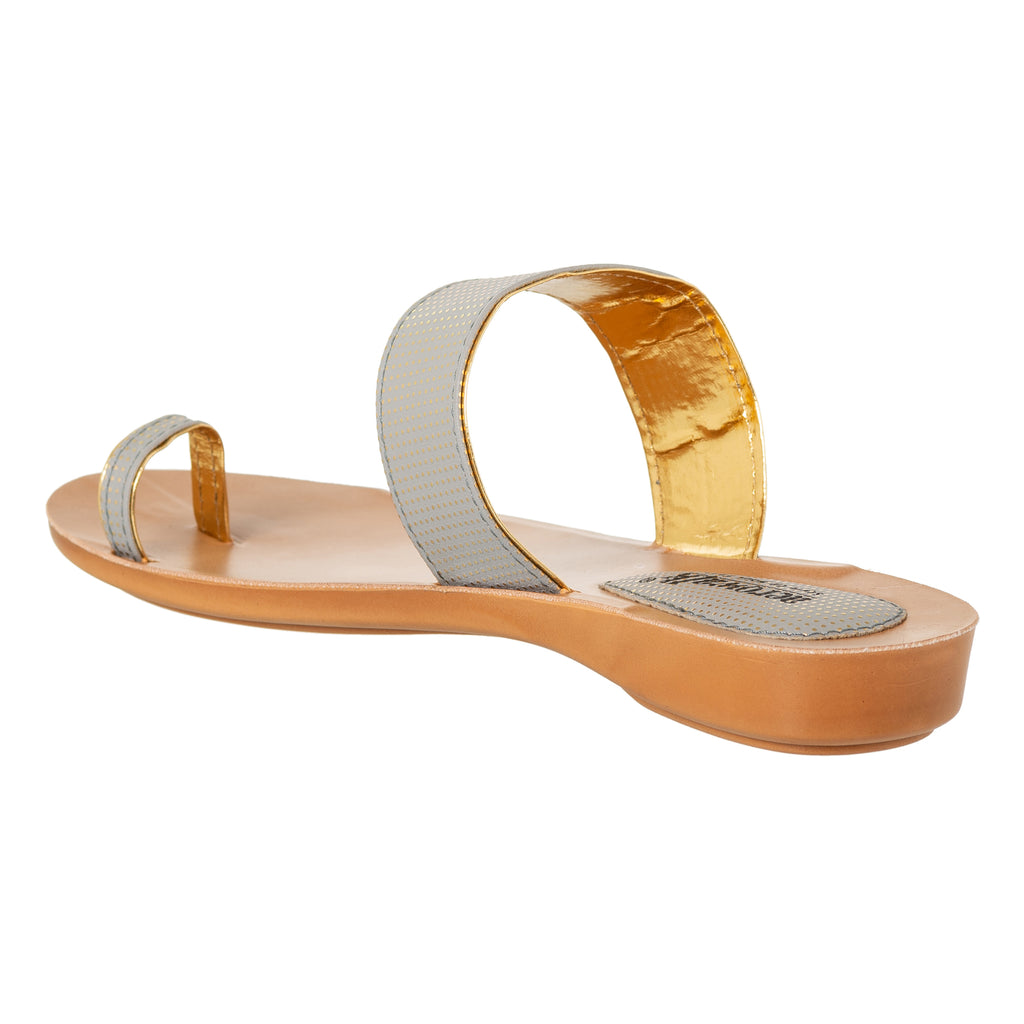 Aerowalk Women Grey Toe Ring Sandal With Textured Upper & Slip-on Closure (CN03_GREY)