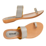 Aerowalk Women Grey Toe Ring Sandal With Textured Upper & Slip-on Closure (CN03_GREY)