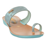 Aerowalk Women Sea Green Toe Ring Sandal With Textured Upper & Slip-on Closure (CN68_M.SEA GREEN)