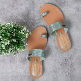 Aerowalk Women Sea Green Toe Ring Sandal With Textured Upper & Slip-on Closure (CN68_M.SEA GREEN)
