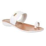 Aerowalk Women White Toe Ring Sandal With Textured Upper & Slip-on Closure (CN68_WHITE)