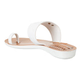 Aerowalk Women White Toe Ring Sandal With Textured Upper & Slip-on Closure (CN68_WHITE)