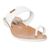 Aerowalk Women White Toe Ring Sandal With Textured Upper & Slip-on Closure (CN68_WHITE)