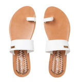 Aerowalk Women White Toe Ring Sandal With Textured Upper & Slip-on Closure (CN68_WHITE)