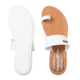 Aerowalk Women White Toe Ring Sandal With Textured Upper & Slip-on Closure (CN68_WHITE)