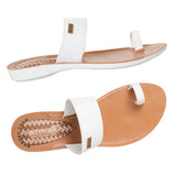 Aerowalk Women White Toe Ring Sandal With Textured Upper & Slip-on Closure (CN68_WHITE)