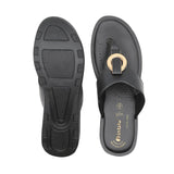 Inblu Women Black Thong Style Sandal with Embelished Upper (CR08_BLACK)
