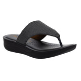 Inblu Women Black Thong Flat Sandal with Textured Upper (CR43_BLACK)