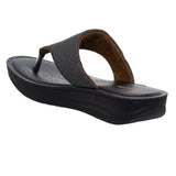 Inblu Women Black Thong Flat Sandal with Textured Upper (CR43_BLACK)