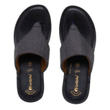 Inblu Women Black Thong Flat Sandal with Textured Upper (CR43_BLACK)