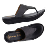 Inblu Women Black Thong Flat Sandal with Textured Upper (CR43_BLACK)