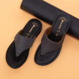 Inblu Women Black Thong Flat Sandal with Textured Upper (CR43_BLACK)