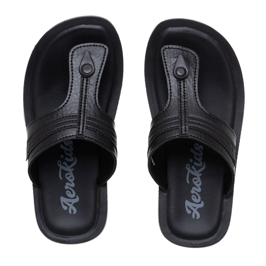 Aerokids Boys Black T-Shape Lightweight Sandal (CS94_BLACK)