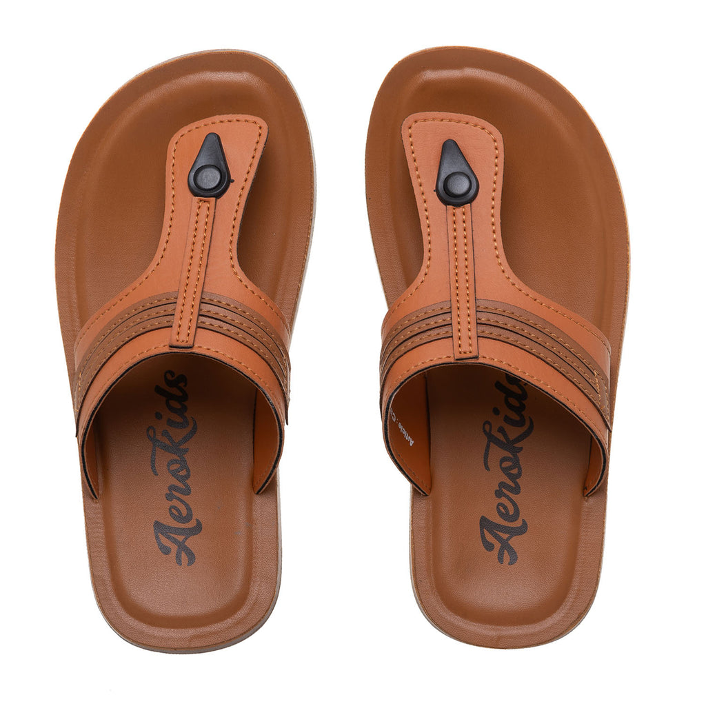Aerokids Boys Tan T-Shape Lightweight Sandal (CS94_TAN)