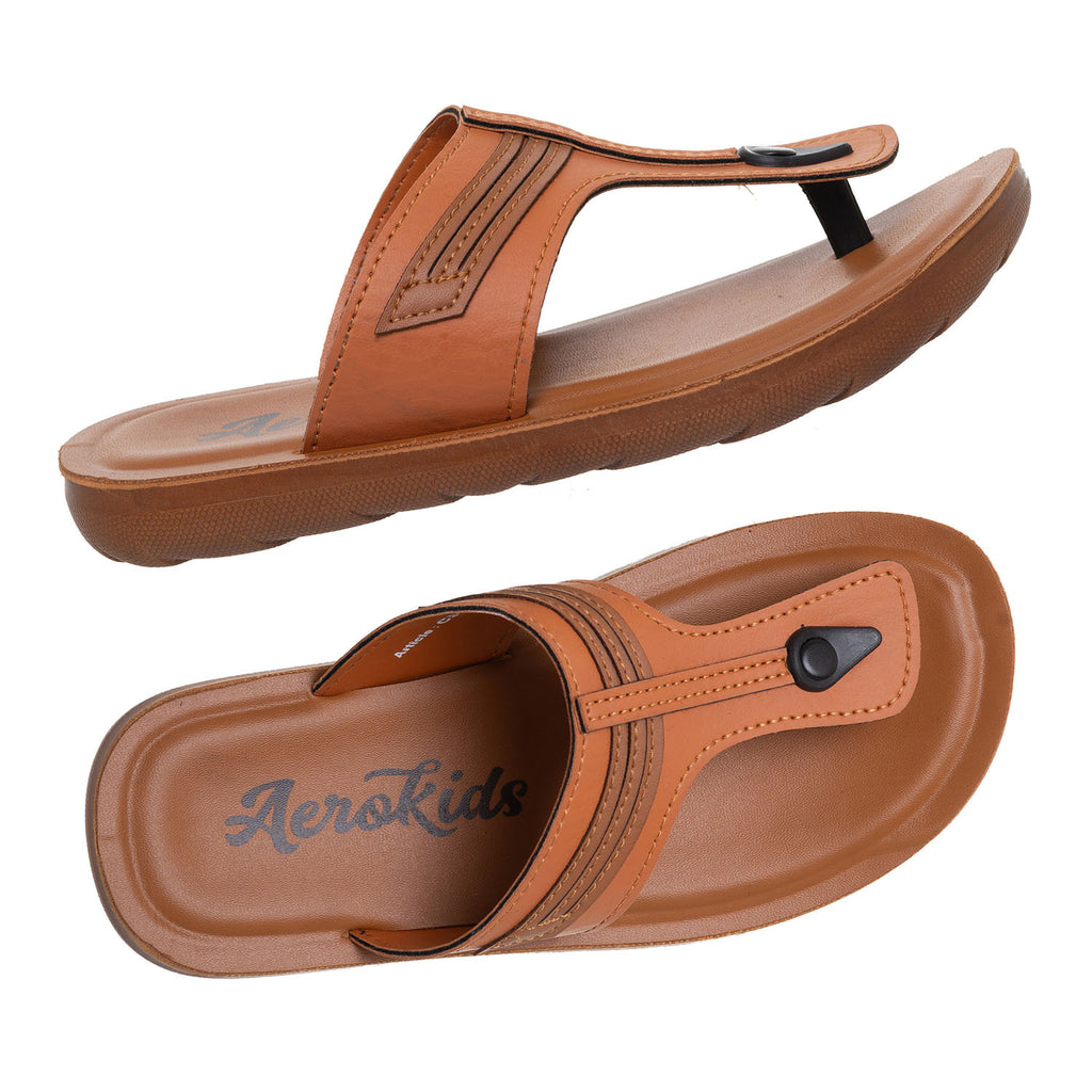 Aerokids Boys Tan T-Shape Lightweight Sandal (CS94_TAN)