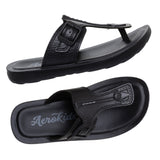 Aerokids Boys Black T-Shape Lightweight Sandal with Buckle Styling (CS95_BLACK)