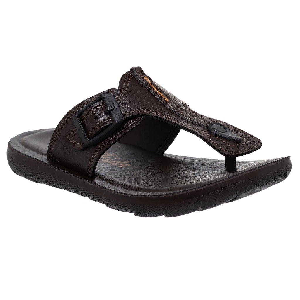 Aerokids Boys Brown T-Shape Lightweight Sandal with Buckle Styling (CS95_BROWN)