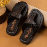 Aerokids Boys Brown T-Shape Lightweight Sandal with Buckle Styling (CS95_BROWN)