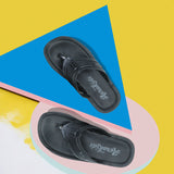 Aerokids Boys Black Thong Style Lightweight Sandal with Slip-on Closure (CS97_BLACK)