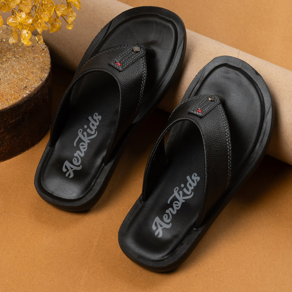 Aerokids Boys Black Thong Style Lightweight Sandal (CS98_BLACK)