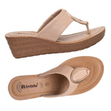 Inblu Women Beige Wedge Sandal with Embelished Upper & Buckle Styling (GM06_BEIGE)