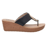 Inblu Women Black Wedge Sandal with Embelished Upper & Buckle Styling (GM06_BLACK)