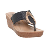 Inblu Women Black Wedge Sandal with Embelished Upper & Buckle Styling (GM06_BLACK)