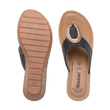 Inblu Women Black Wedge Sandal with Embelished Upper & Buckle Styling (GM06_BLACK)
