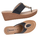 Inblu Women Black Wedge Sandal with Embelished Upper & Buckle Styling (GM06_BLACK)