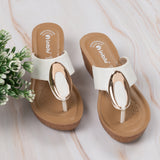 Inblu Women White Wedge Sandal with Embelished Upper & Buckle Styling (GM06_WHITE)