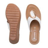 Inblu Women White Wedge Sandal with Embelished Upper & Buckle Styling (GM06_WHITE)