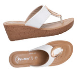 Inblu Women White Wedge Sandal with Embelished Upper & Buckle Styling (GM06_WHITE)