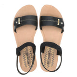 Aerowalk Women Black Sandal With Back Strap & Buckle Styling Upper (IR02_BLACK)