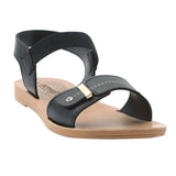 Aerowalk Women Black Sandal With Back Strap & Buckle Styling Upper (IR02_BLACK)