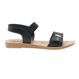 Aerowalk Women Black Sandal With Back Strap & Buckle Styling Upper (IR02_BLACK)