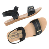 Aerowalk Women Black Sandal With Back Strap & Buckle Styling Upper (IR02_BLACK)