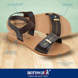 Aerowalk Women Brown Sandal with Back Strap & Buckle Styling Upper (IR02_BROWN)